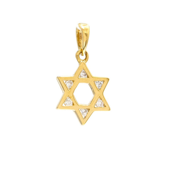 14 KT Star of David with diamond stones shown in yellow gold availble in yellow or white gold 
