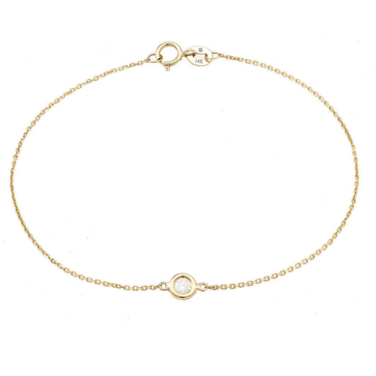 14 KT Bezel Diamond Birthstone Bracelet