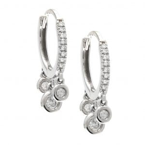 14KT Diamond triple bezel huggie earrings