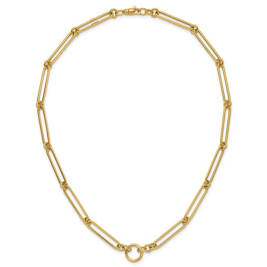 14 KT Elogated link push clasp necklace