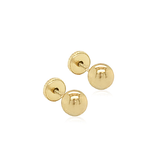 14 KT Polished Ball earrings screw backs