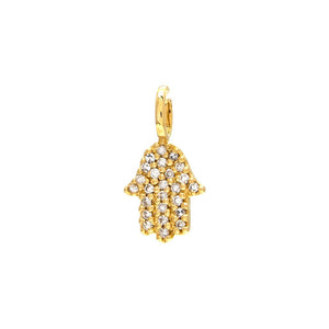 14 KT Diamond Hamsa Pendant yellow gold