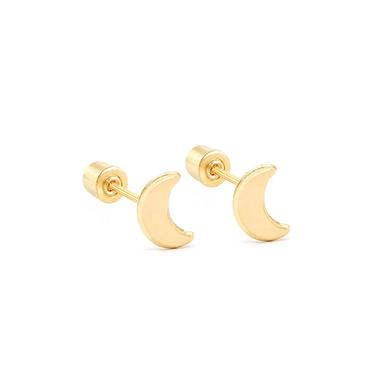 14 KT Little Moons screw back earrings