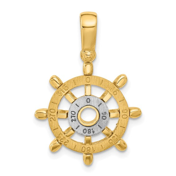 14KT Nautical Wheel two tone pendant