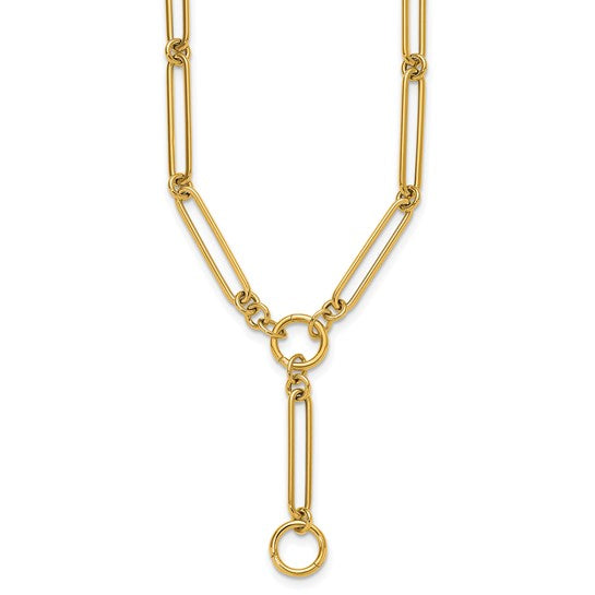 Lariat paperclip link push clasp necklace