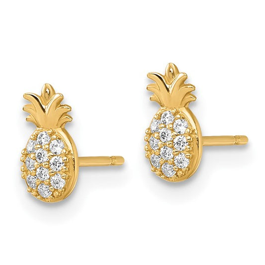 14 KT Pineapple CZ stud earrings