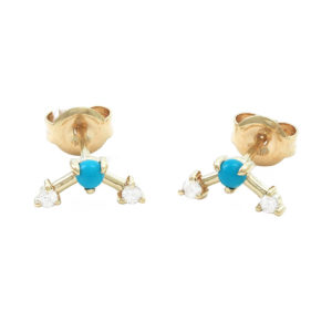 14 KT Diamond and turuqoise bracket earrings