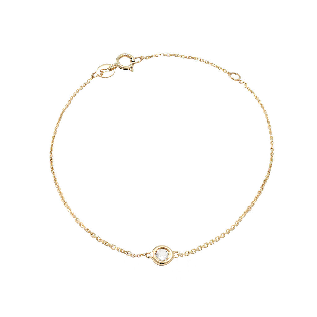14 KT White Topaz Birthstone gold bracelet