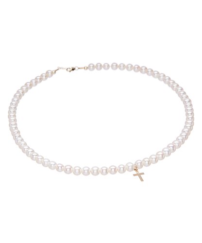 14 KT Children's Pearl cross necklace