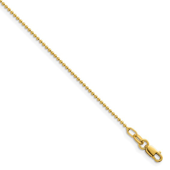14 KT Beaded chain necklace thin 18 inch