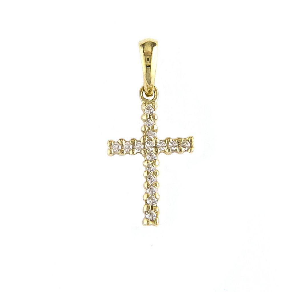 14 KT Diamond Cross Pendant with chain