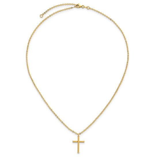 14KT Lightweight Cross Necklace 16+2 inches