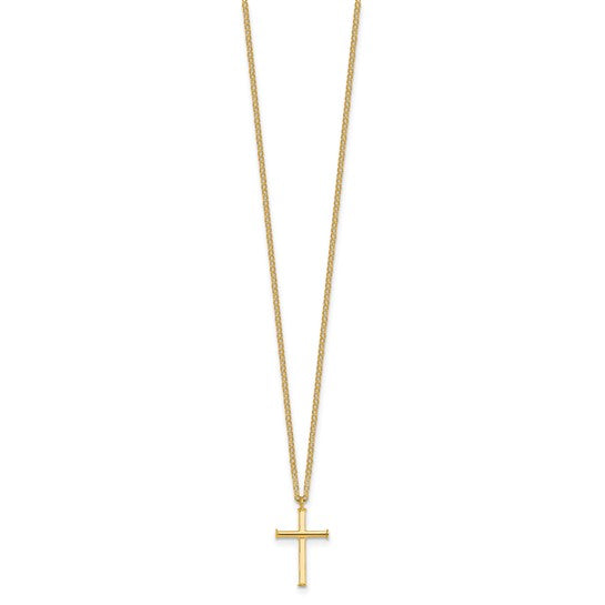 14KT Lightweight Cross Necklace 16+2 inches