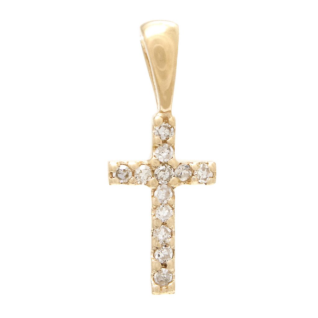 14 KT Deluxe Child's Diamond Cross white gold pendant