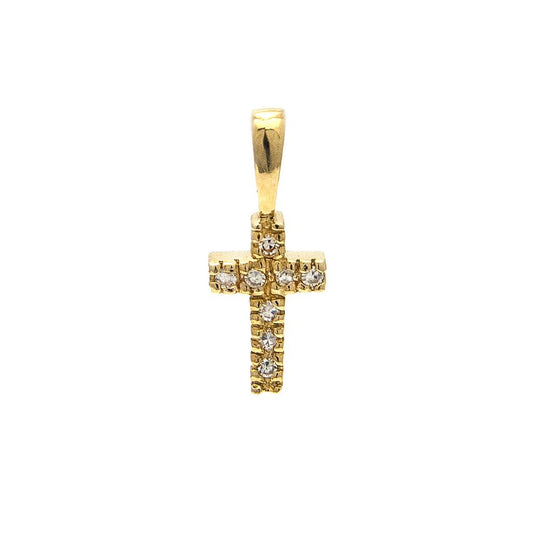 14 KT Baby Gold Diamond cross necklace