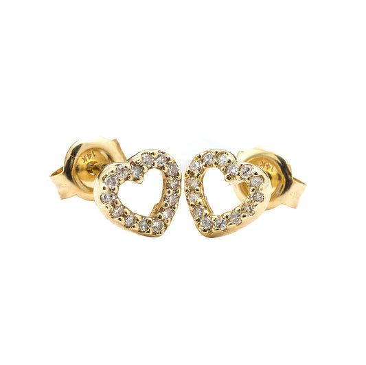 14 KT Diamond Open Hearts Earrings