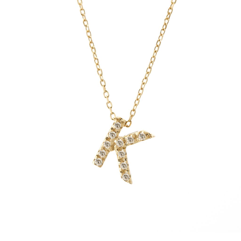 14 KT Letter Necklace Diamond A-Z