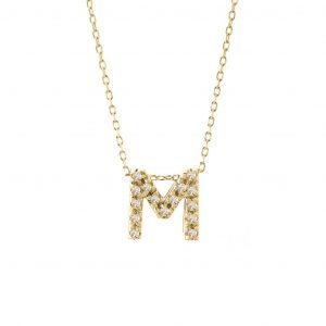 14 KT Letter Necklace Diamond A-Z