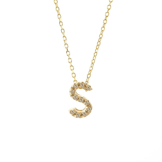 14 KT Letter Necklace Diamond A-Z