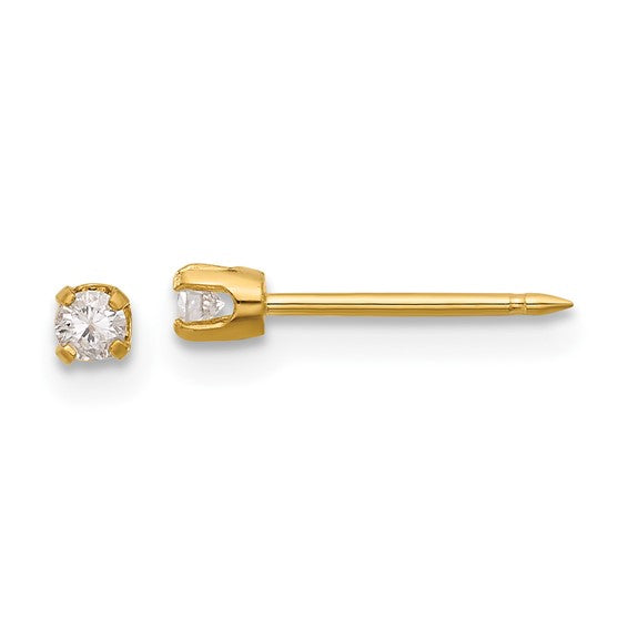 14 KT Diamond Four prong round piercing earrings