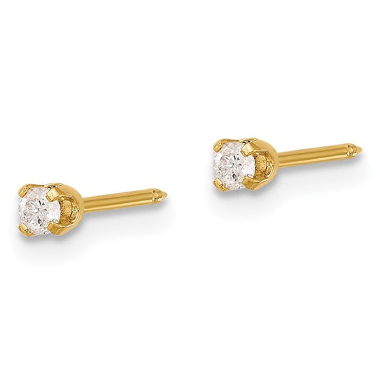 14 KT Diamond Four prong round piercing earrings