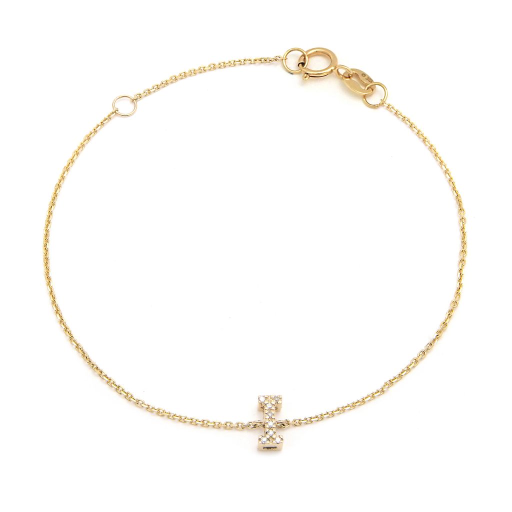 14K Diamond Letter bracelet 6+1