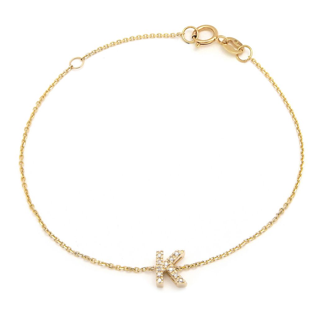 14K Diamond Letter bracelet 6+1