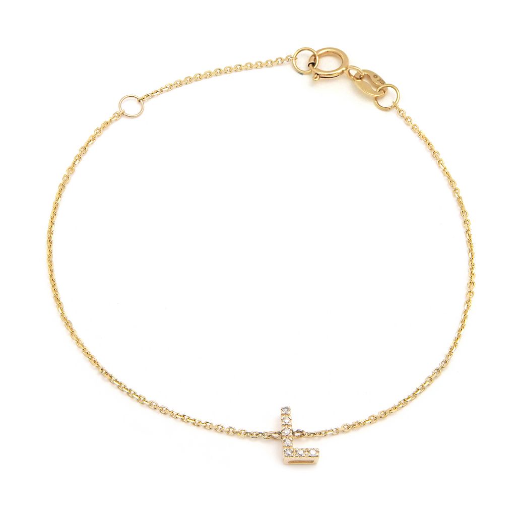 14K Diamond Letter bracelet 6+1