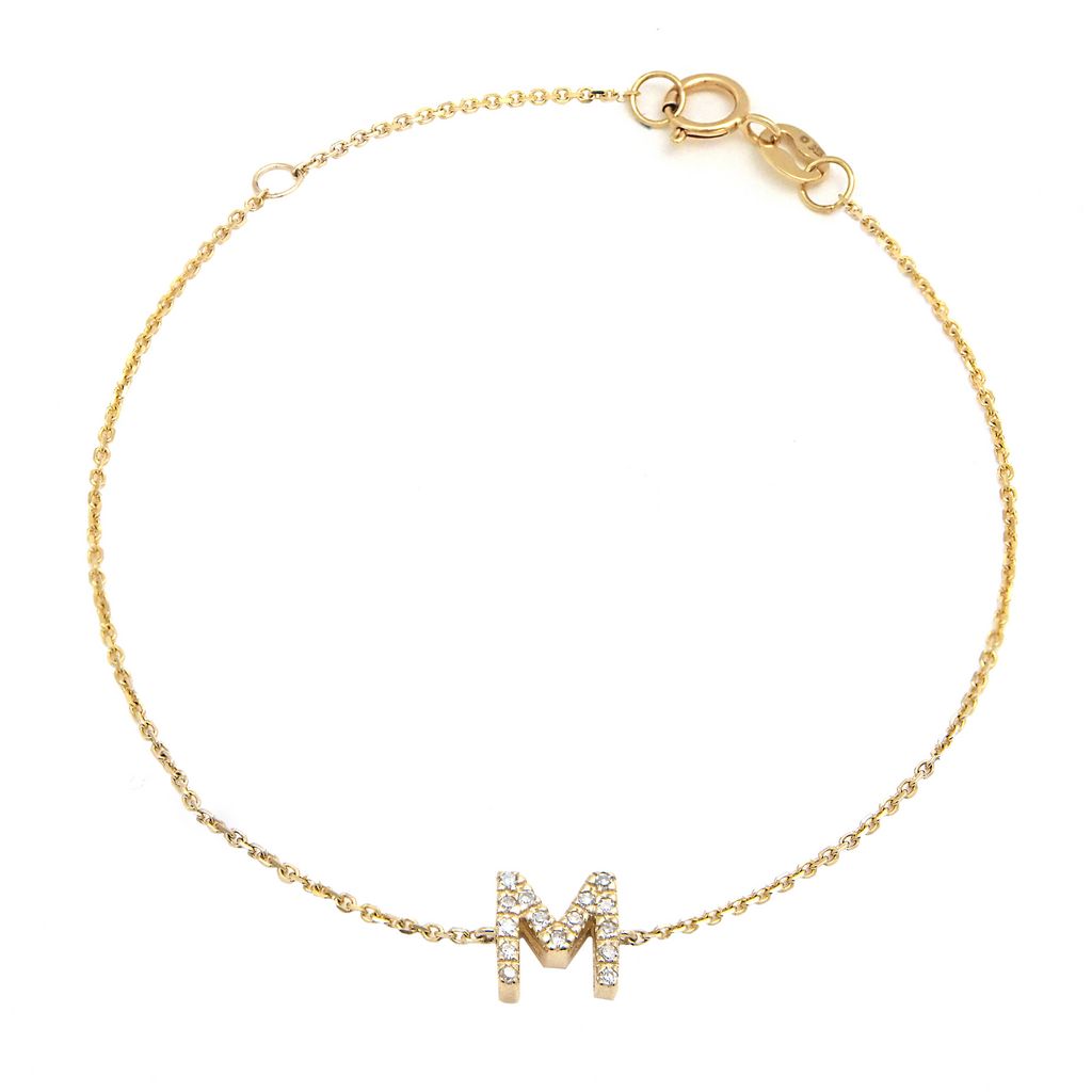 14K Diamond Letter bracelet 6+1