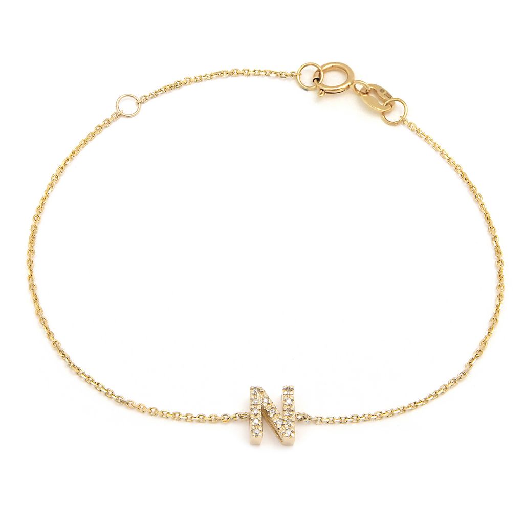 14K Diamond Letter bracelet 6+1