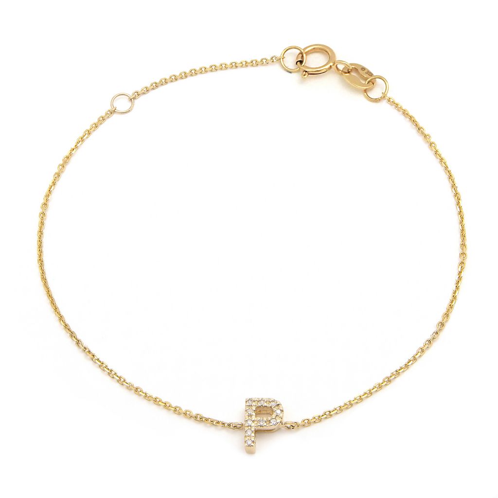 14K Diamond Letter bracelet 6+1