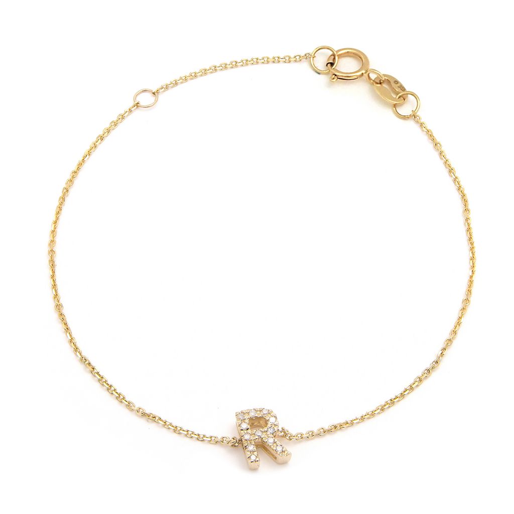 14K Diamond Letter bracelet 6+1