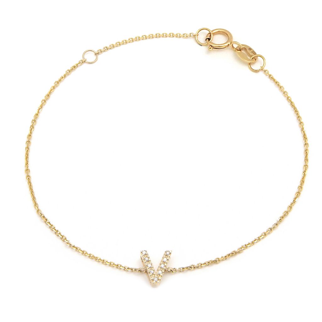 14K Diamond Letter bracelet 6+1