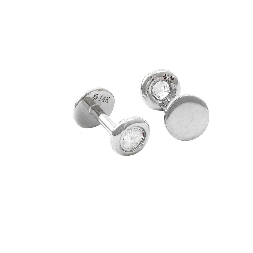 14 KT Nap Earrings Disc with Diamond (Pair)