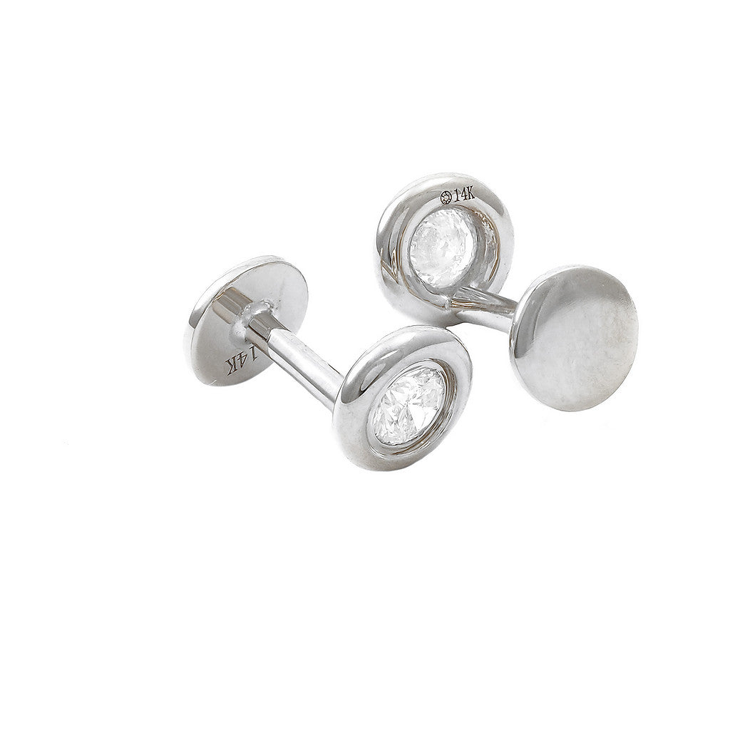 14 KT Nap Earrings Disc with Diamond .10 CT Flat back earrings