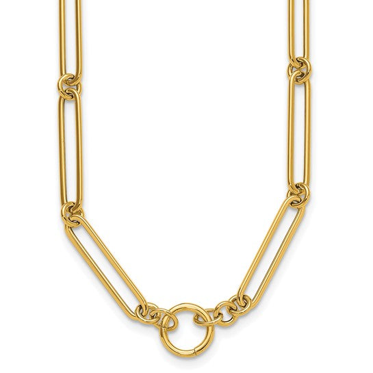 14 KT Elogated link push clasp necklace
