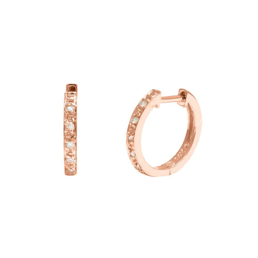 14 KT Small Diamond Hoop earrings
