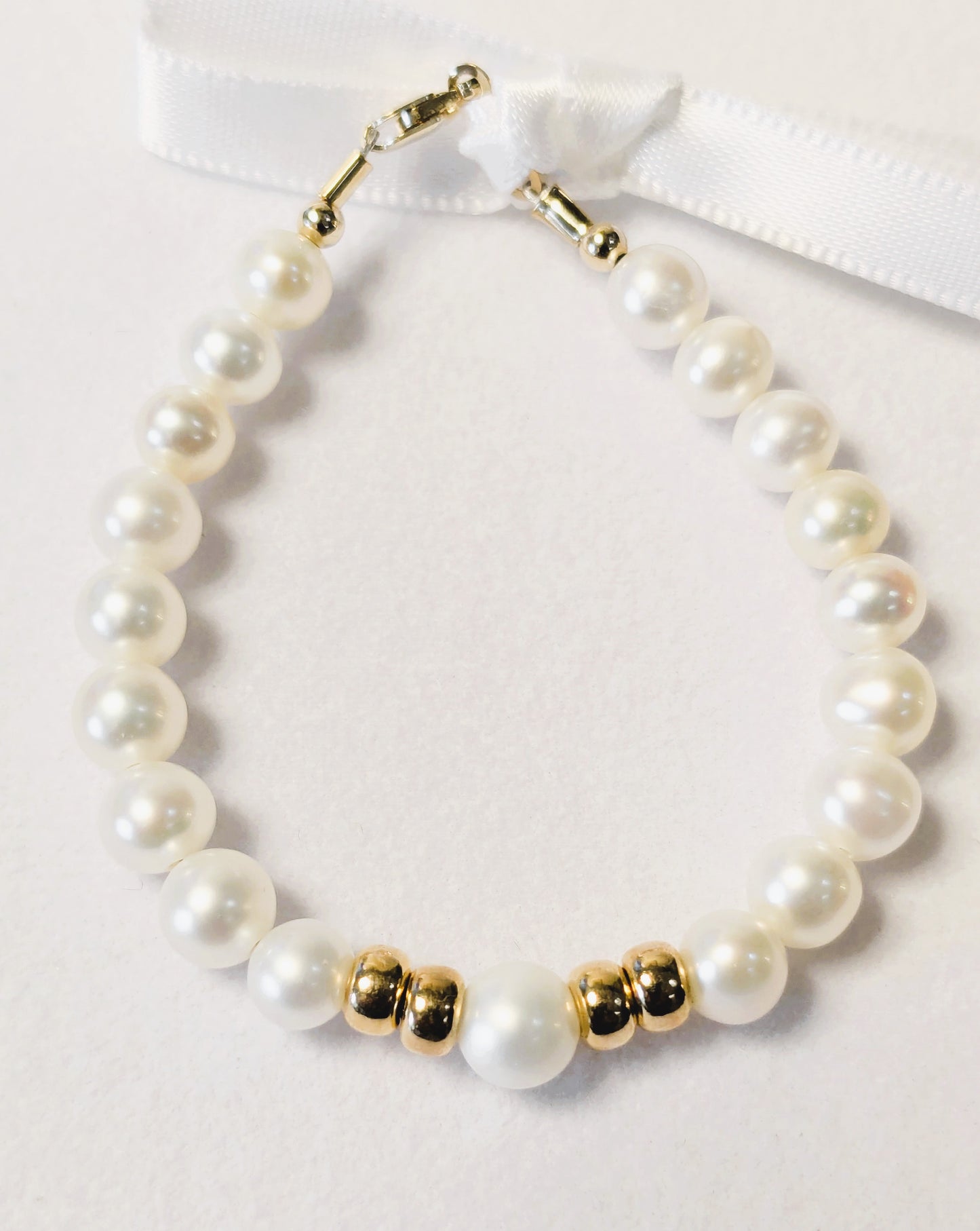 14KT Baby Pearl Princess Bracelet gold roundels
