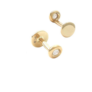 14 KT Nap Earrings Disc with Diamond  (Pair)