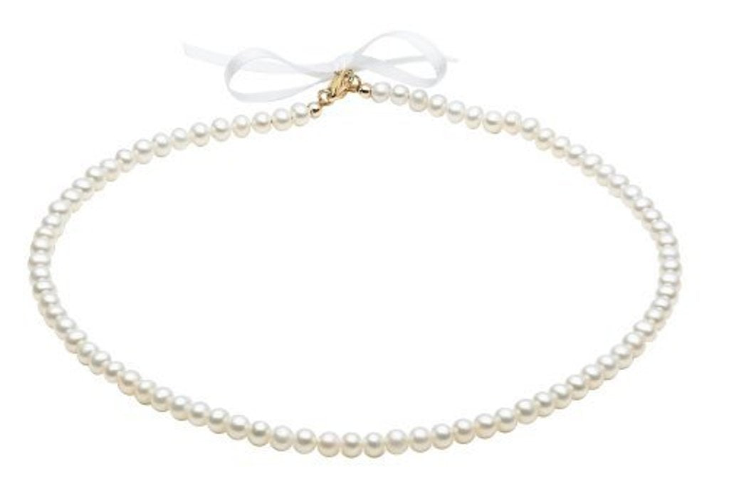 14 KT Children's Diamond Cross on pearl necklace