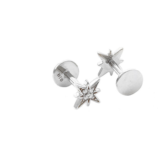 14 KT North Star Diamond Flat Back Earrings (Pair)