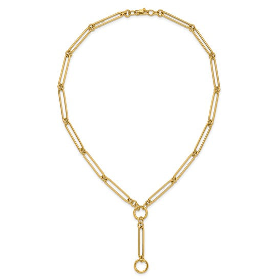 Lariat paperclip link push clasp necklace