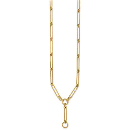 Lariat paperclip link push clasp necklace
