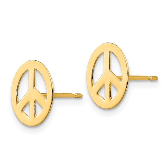 14 KT peace sign post earrings