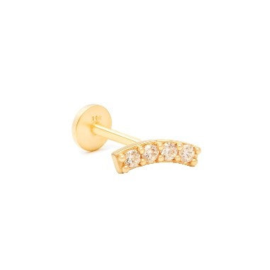 14 KT CZ. Smile screw back earrings