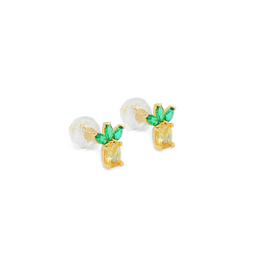 14 KT Pineapple CZ stud earrings