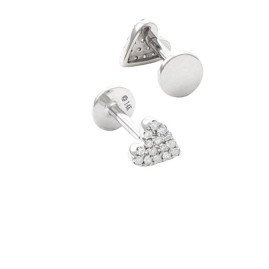 14 KT Nap Earrings Heart Flat Back Earrings (Pair)