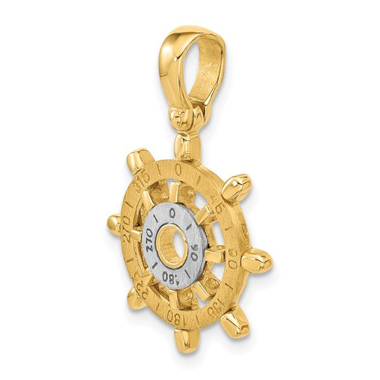 14KT Nautical Wheel two tone pendant