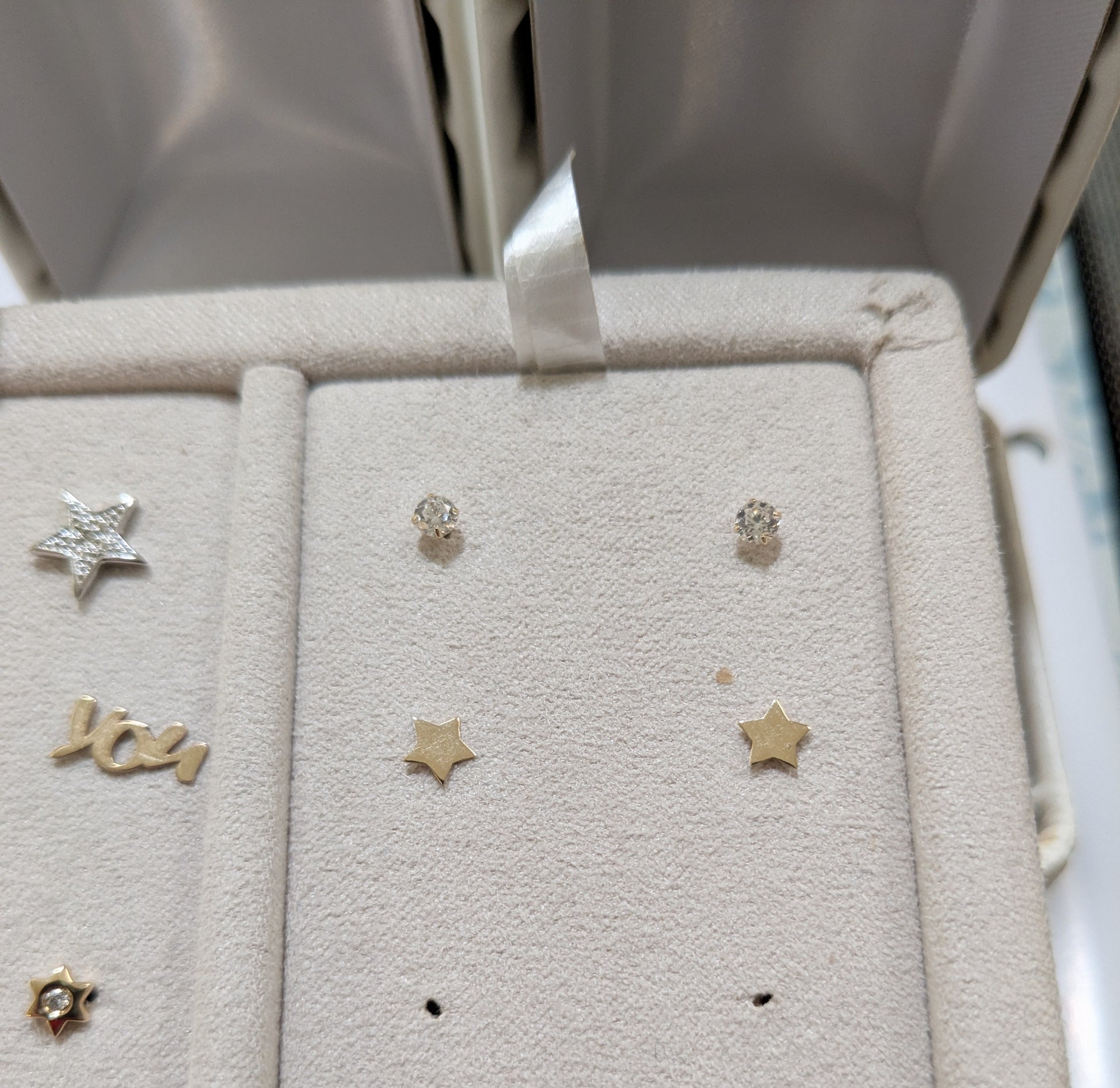 Star  14 KT Polished silicone back earrings