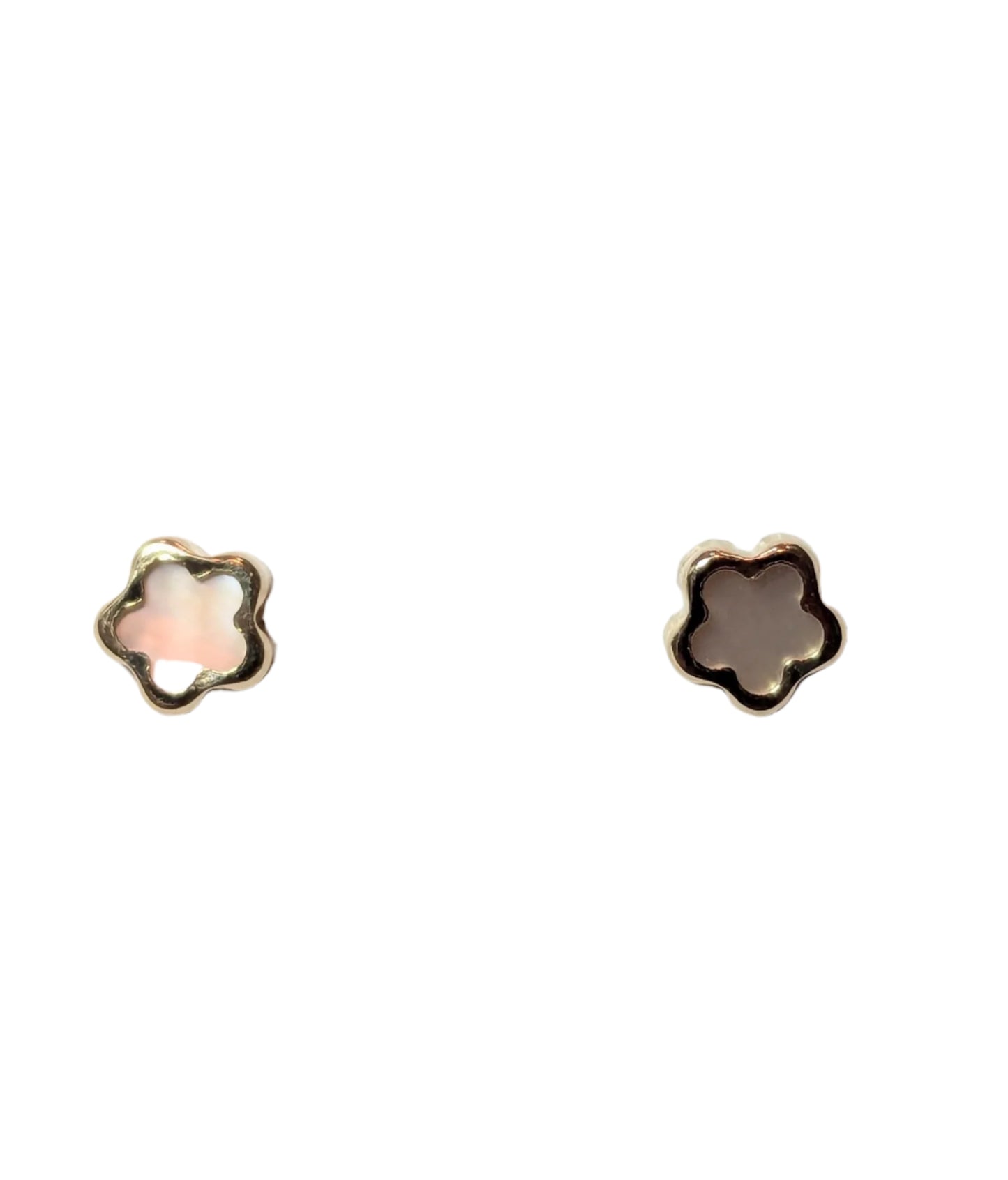 Children's 5 Petal colored mother of pearl flower screw back earrings